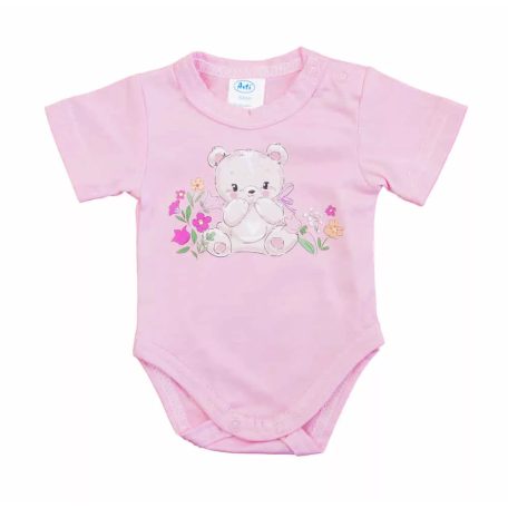 Rövid ujjú baba body - rózsaszín maci (62)