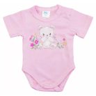 Rövid ujjú baba body - rózsaszín maci (68)