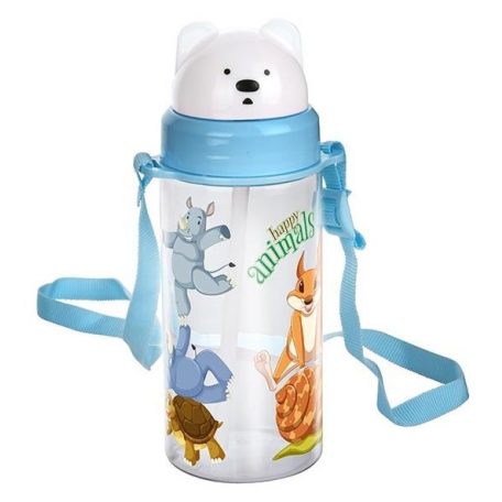 Titiz szívószálas kulacs 400ml - Happy Animals