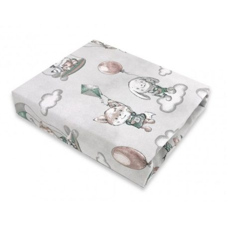 Baby Shop pamut,gumis lepedő 60*120 cm - Zöld lufis állatok
