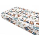 Baby Shop pamut,gumis lepedő 60*120 cm - Állatok a vonaton