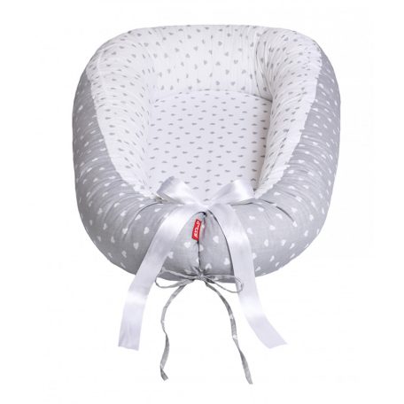 Scamp babafészek kókuszbetétes - Little Heart White Grey