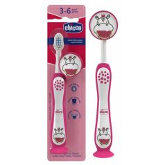   Chicco Fogkefe 3-6 év tejfogakhoz, tapadókorongos - Rózsaszín