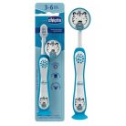 Chicco Fogkefe 3-6 év tejfogakhoz, tapadókorongos - Tiger kék