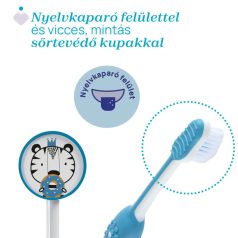   Chicco Fogkefe 3-6 év tejfogakhoz, tapadókorongos - Tiger kék