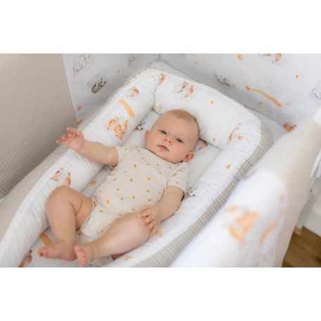 Bubaba babafészek pamutvászon L méret- Sleepy animals beige 