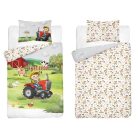 Bambusz ágynemű huzat 100*135 cm - Farm piros traktorral 