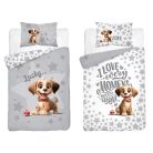 Bambusz ágynemű huzat 100*135 cm - Szürke kutyus 