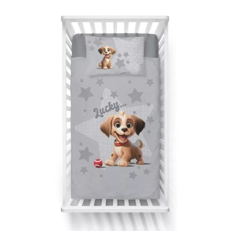 Bambusz ágynemű huzat 100*135 cm - Szürke kutyus 