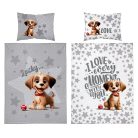 Bambusz ágynemű huzat 90*120 cm - Szürke kutyus 