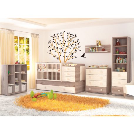 Timba Viki átalakítható ágyneműtartós gyermekágy 70x140cm-es - krém-fűz