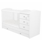 Timba Félix 3 fiókos kombinált gyermekágy - fehér