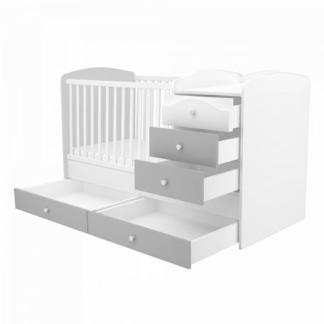 Timba Erik Maxi Kombi 5 fiókos gyermekágy - ezüst-fehér