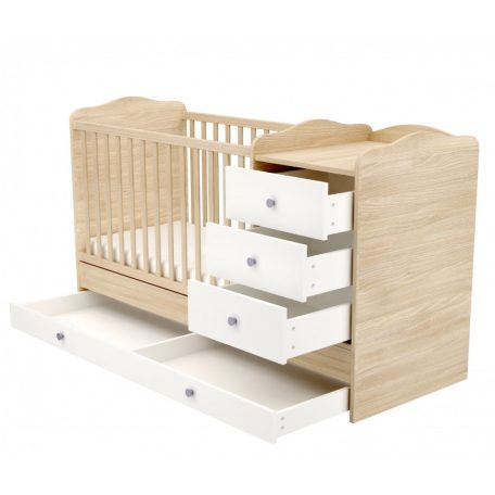 Babastar Comfort Kombinált 3 fiókos gyermekágy  Borostyán-fehér