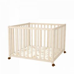   Timba II. 102*102cm-es emelhető, görgős fa járóka - borostyán