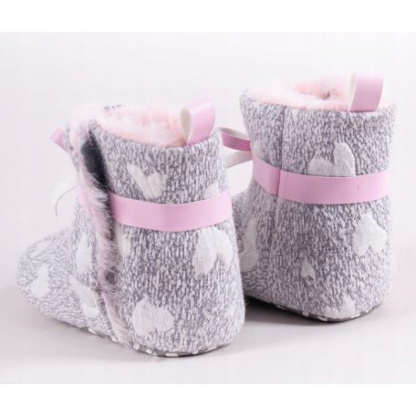 Yo! Babakocsi cipő 6-12 hó - szürke rózsaszín masnival