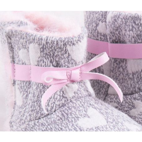 Yo! Babakocsi cipő 6-12 hó - szürke rózsaszín masnival