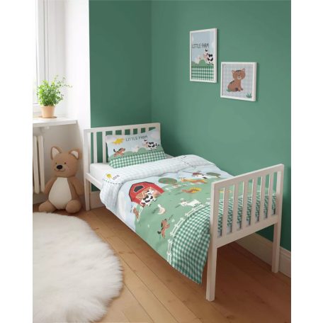 Pamut ágynemű huzat 90*120 cm - Little Farm menta 