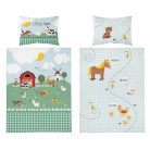 Pamut ágynemű huzat 90*120 cm - Little Farm menta 