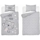 Pamut ágynemű huzat 100*135 cm - Szürke cica 