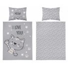 Pamut ágynemű huzat 100*135 cm - Szürke cica 