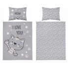 Pamut ágynemű huzat 90*120 cm - Szürke Cica