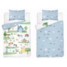 Pamut ágynemű huzat 90*120 cm - Farm fehér/kék