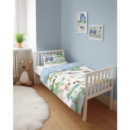 Pamut ágynemű huzat 90*120 cm - Farm fehér/kék