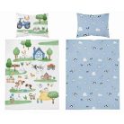 Pamut ágynemű huzat 90*120 cm - Farm fehér/kék