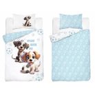 Pamut ágynemű huzat 90*120 cm - Kutyusok fehér/kék