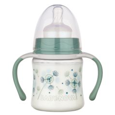   Baby-Nova cumisüveg fogóval széles 150 ml szilikon cumival 0-24 hó - zöld