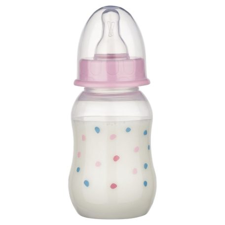 Baby-Nova Anti-Colic cumisüveg szilikon cumival S-es 130 ml - rózsaszín 