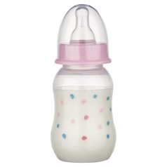   Baby-Nova Anti-Colic cumisüveg szilikon cumival S-es 130 ml - rózsaszín 