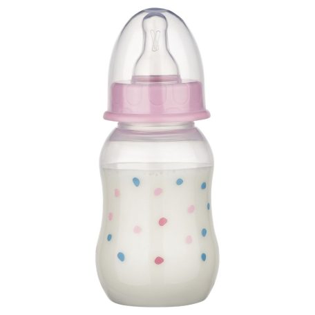 Baby-Nova Anti-Colic cumisüveg szilikon cumival S-es 130 ml - rózsaszín 