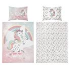 Pamut ágynemű huzat 100*135 cm - Rózsaszín unikornis