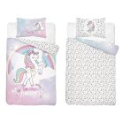 Pamut ágynemű huzat 90*120 cm - Unikornis lila