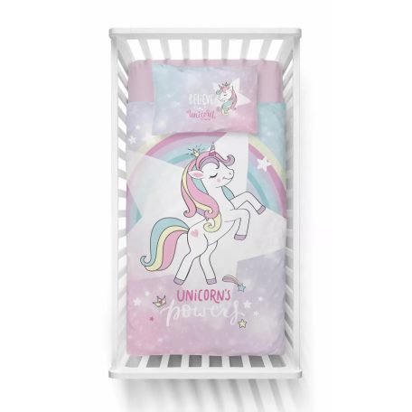 Pamut ágynemű huzat 90*120 cm - Unikornis lila