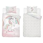 Pamut ágynemű huzat 90*120 cm - Unikornis rózsaszín