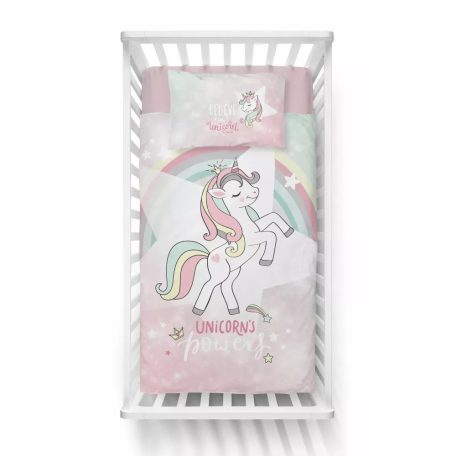 Pamut ágynemű huzat 90*120 cm - Unikornis rózsaszín