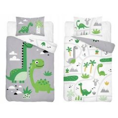 Pamut ágynemű huzat 100*135 cm - Szürke Dinó 