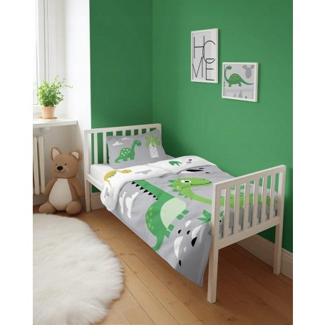 Pamut ágynemű huzat 100*135 cm - Szürke Dinó 