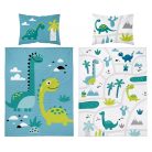 Pamut ágynemű huzat 90*120 cm - Kék Dinó 