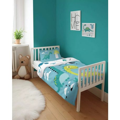 Pamut ágynemű huzat 90*120 cm - Kék Dinó 