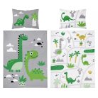 Pamut ágynemű huzat 90*120 cm - Szürke Dinó 