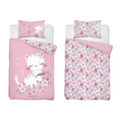 Pamut ágynemű huzat 90*120 cm - Rózsaszín Cica