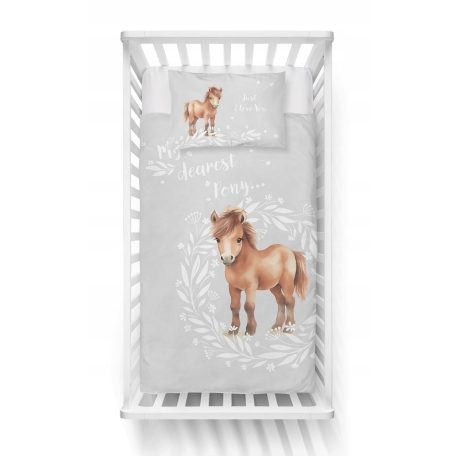 Pamut ágynemű huzat 100*135 cm - Szürke Póni