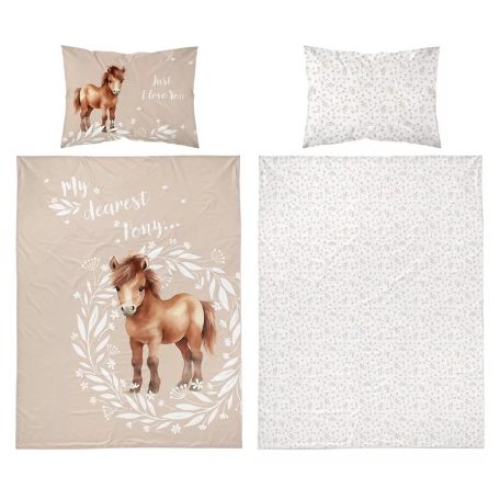 Pamut ágynemű huzat 90*120 cm - Bézs Poni