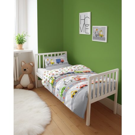 Pamut ágynemű huzat 100*135 cm - Járművek szürke 