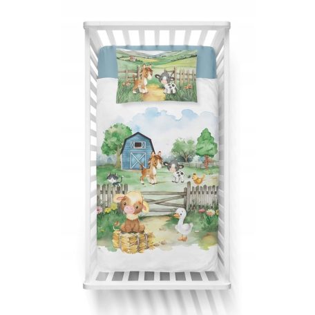 Pamut ágynemű huzat 100*135 cm - Farm kék