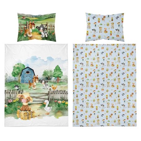 Pamut ágynemű huzat 90*120 cm - Farm kék